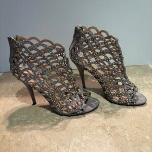 Zigi Soho silver cage booties with rhinestones